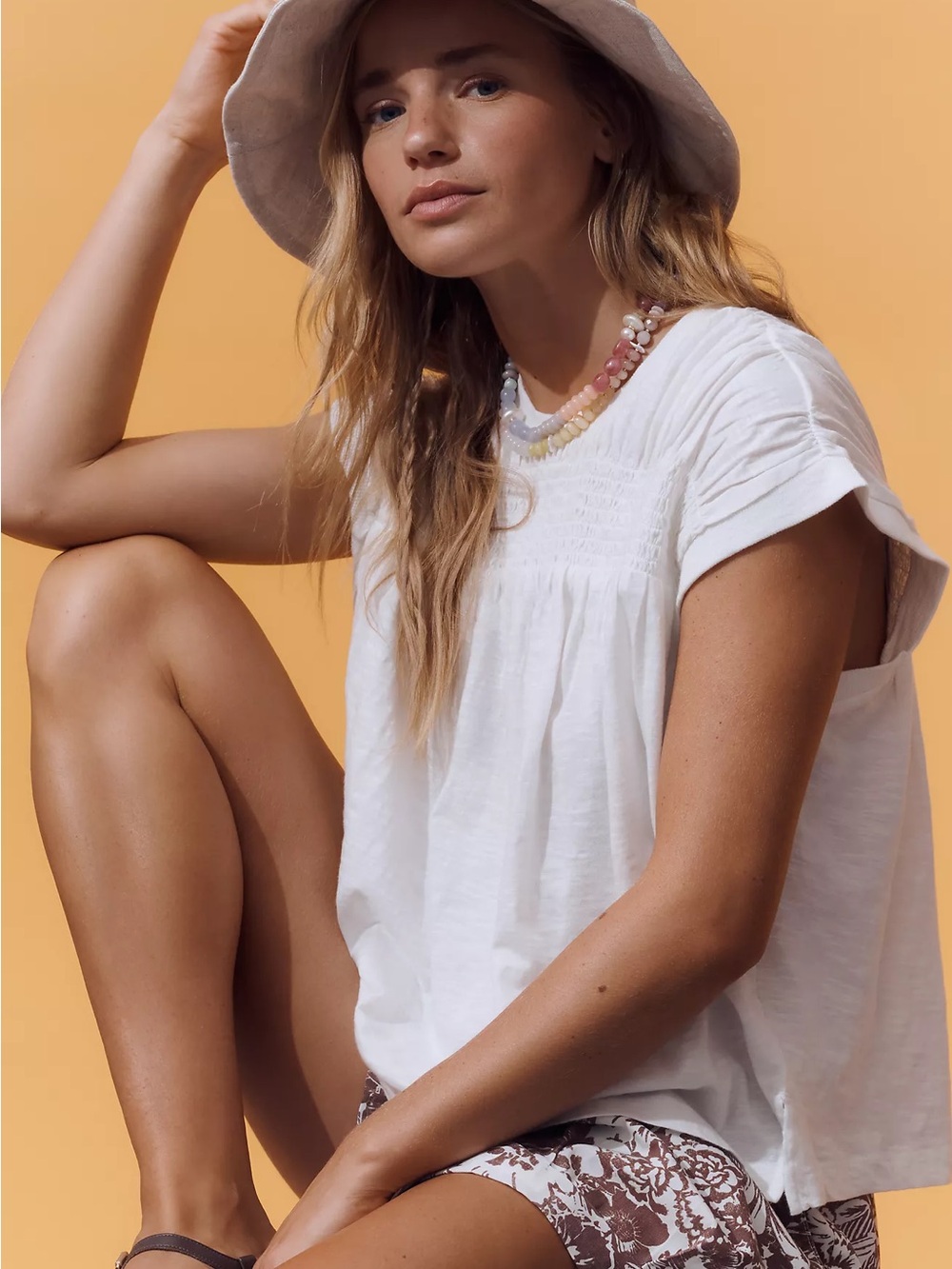 ANTHROPOLOGY Smocked Yoke Top